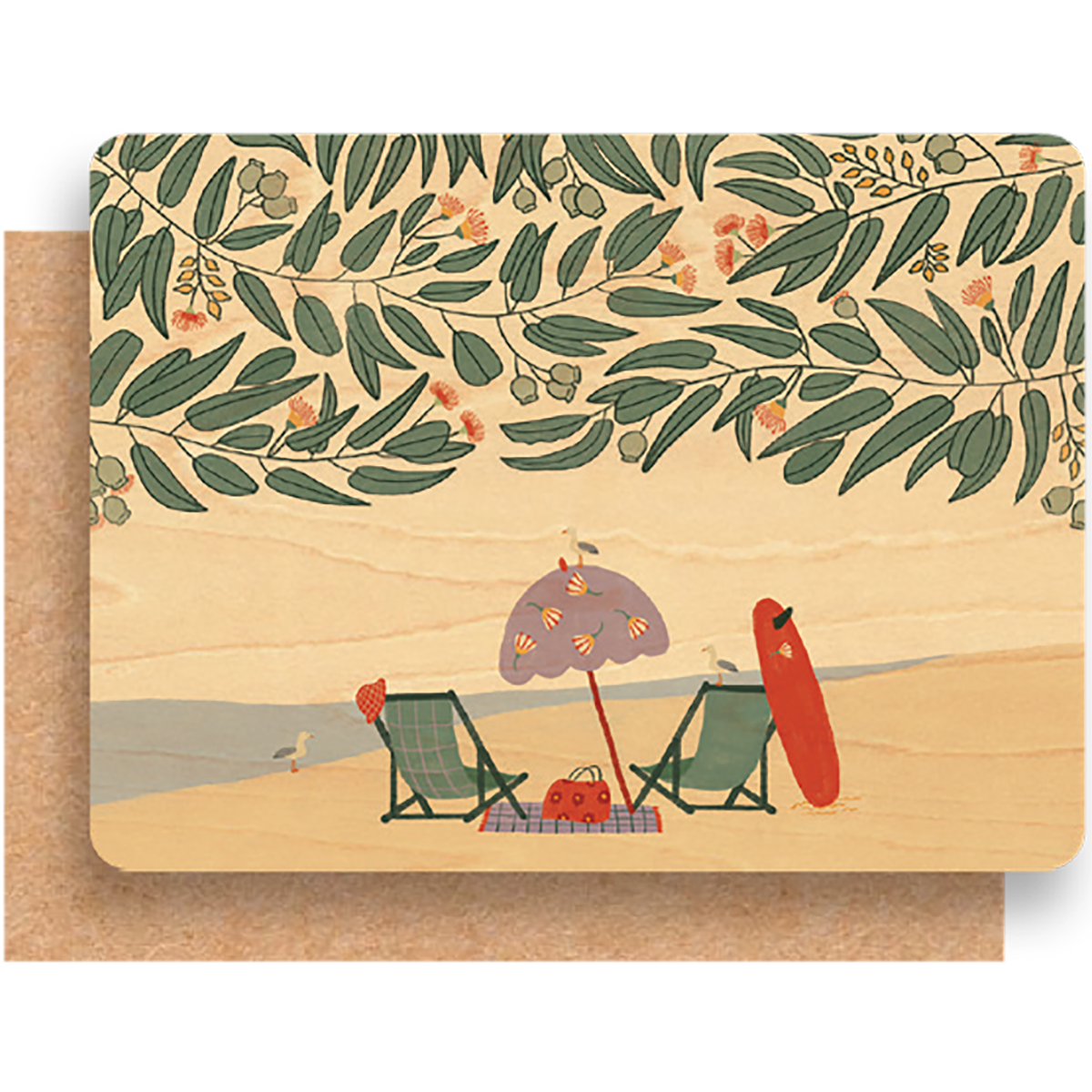Wood Greeting Card - Beach Day