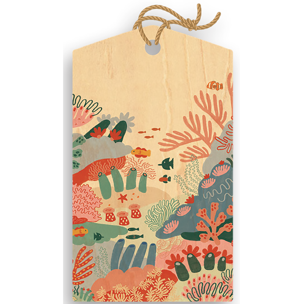 Wood Gift Tag - Colourful Corals