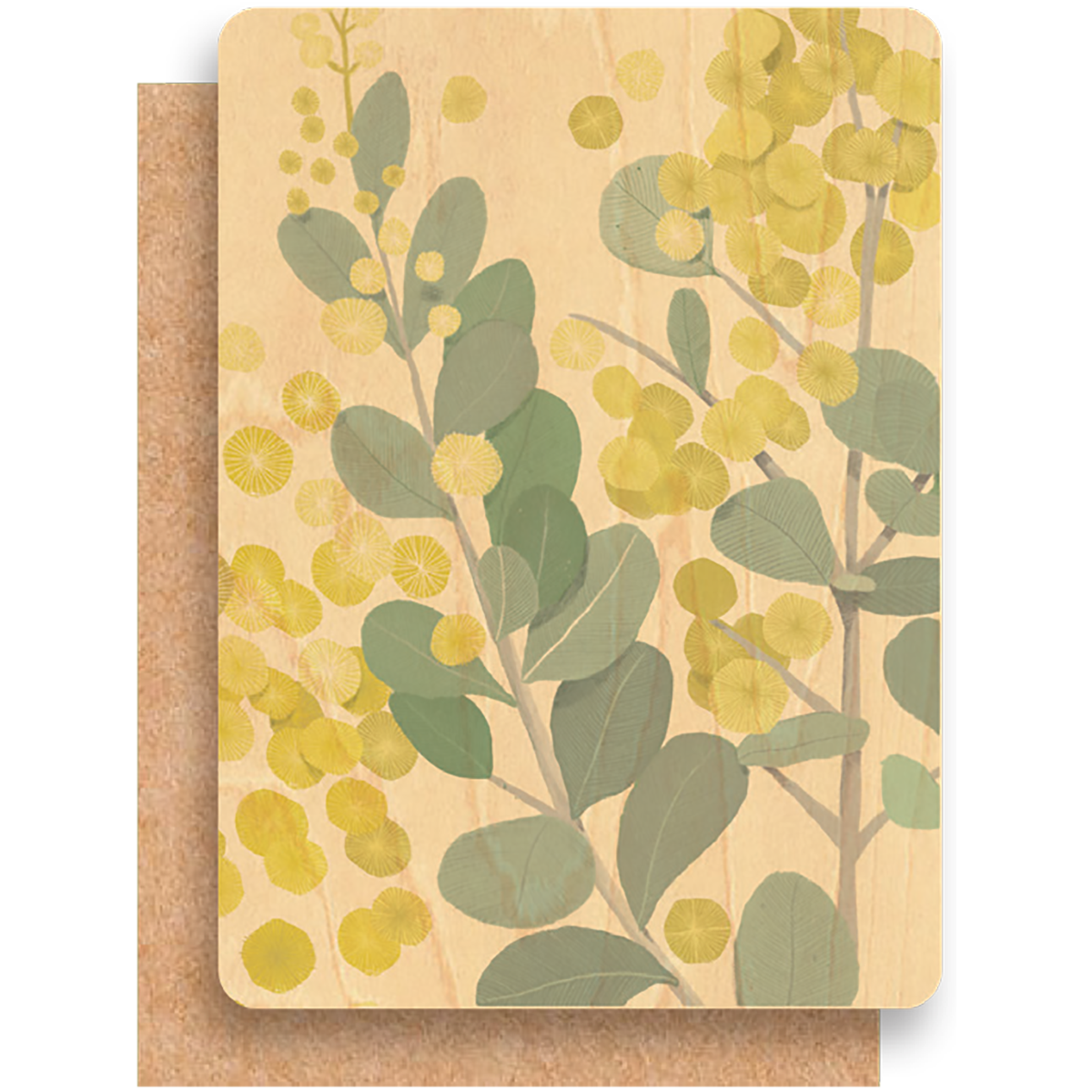 Wood Greeting Card - Golden Wattle
