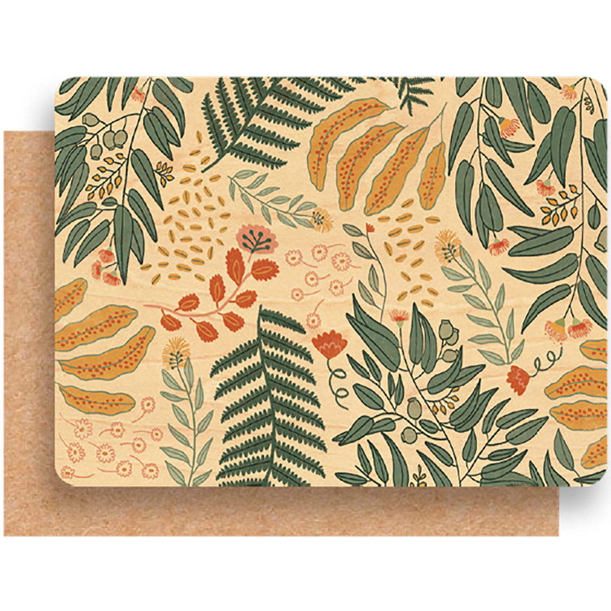 Wood Greeting Card - Flora Jungle